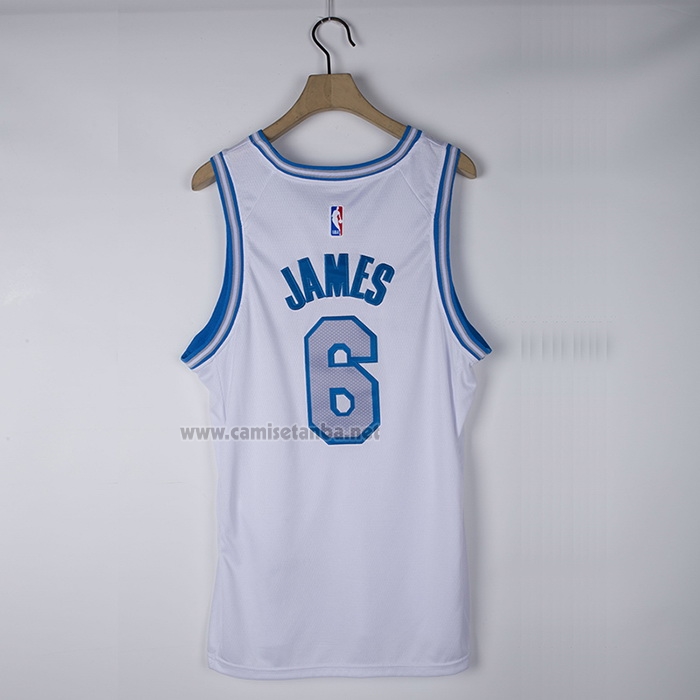 Camiseta Los Angeles Lakers LeBron James #6 Ciudad 2021-22 Blanco